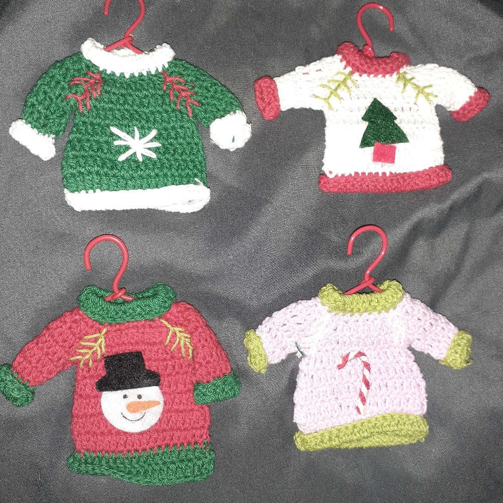 4 Christmas Sweater Ornaments